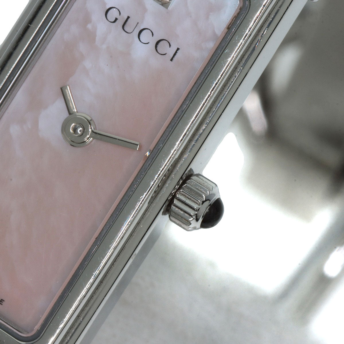 GUCCI Watches Quartz 1500L Stainless Steel , Stainless Steel Silver Square Face 1P Diamond Pink shell dial Women Used