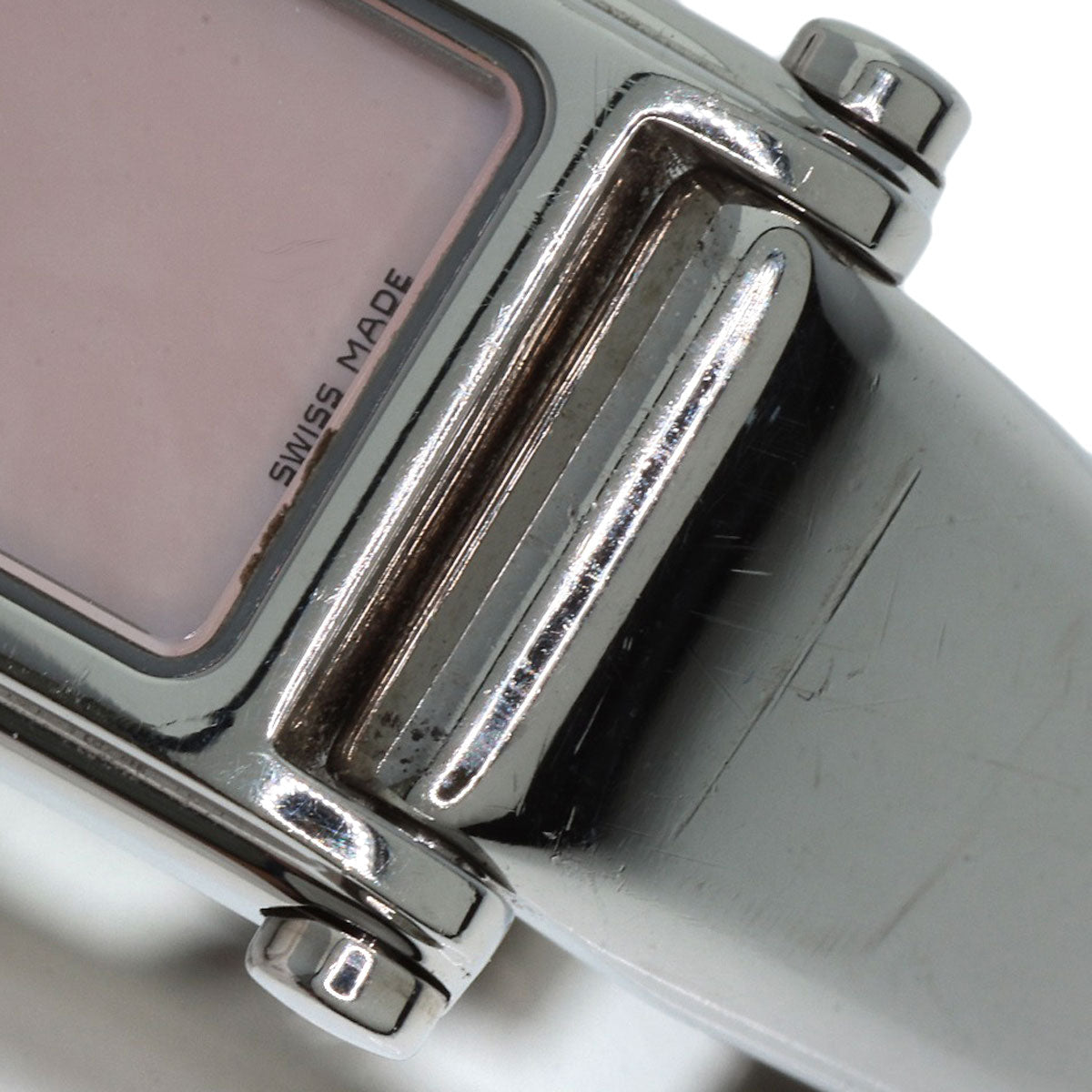 GUCCI Watches Quartz 1500L Stainless Steel , Stainless Steel Silver Square Face 1P Diamond Pink shell dial Women Used