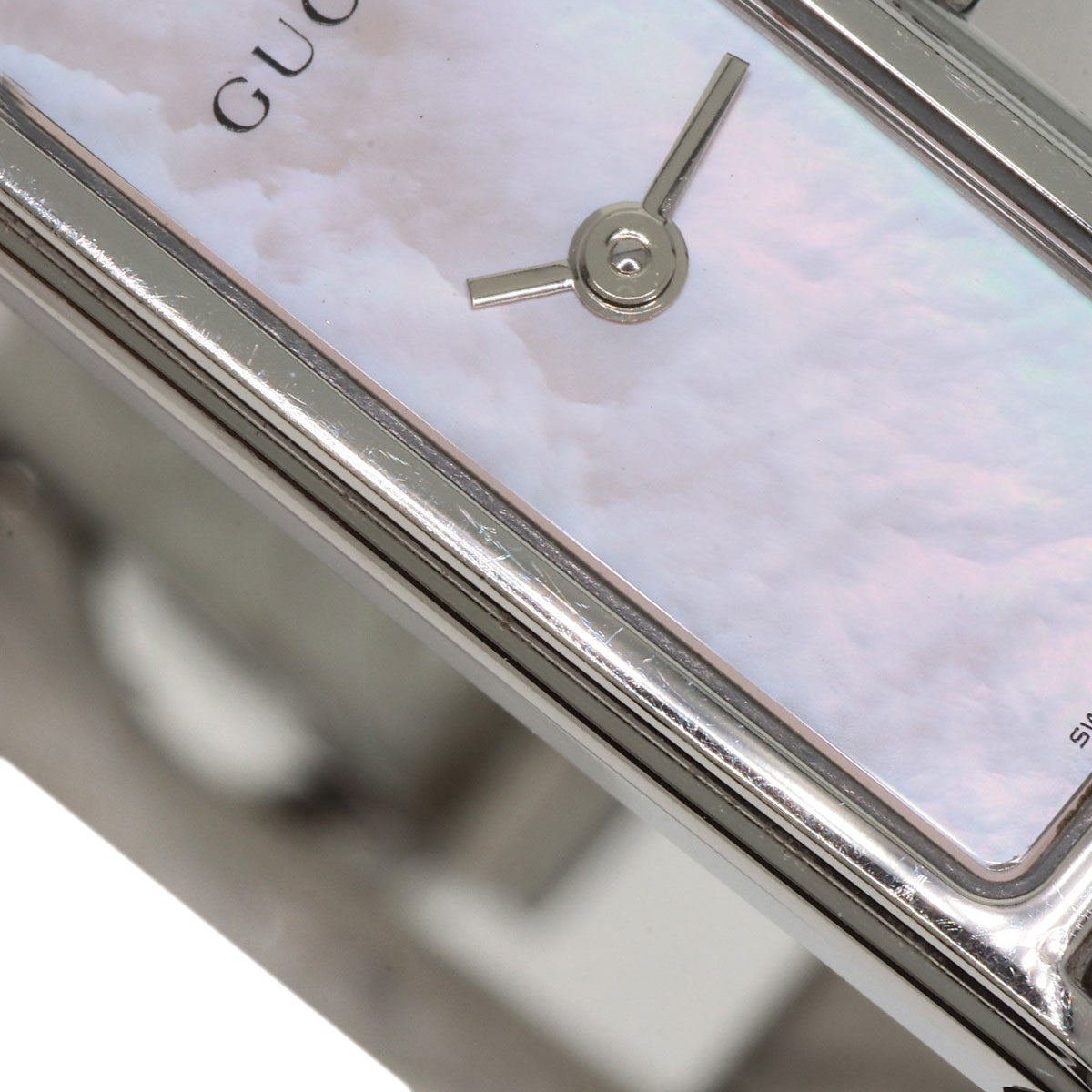 GUCCI Watches Quartz 1500L Stainless Steel , Stainless Steel Silver Square Face 1P Diamond Pink shell dial Women Used