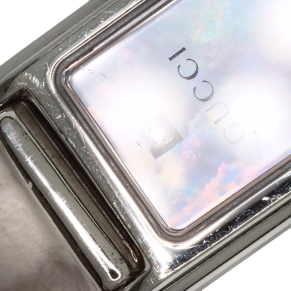 GUCCI Watches Quartz 1500L Stainless Steel , Stainless Steel Silver Square Face 1P Diamond Pink shell dial Women Used