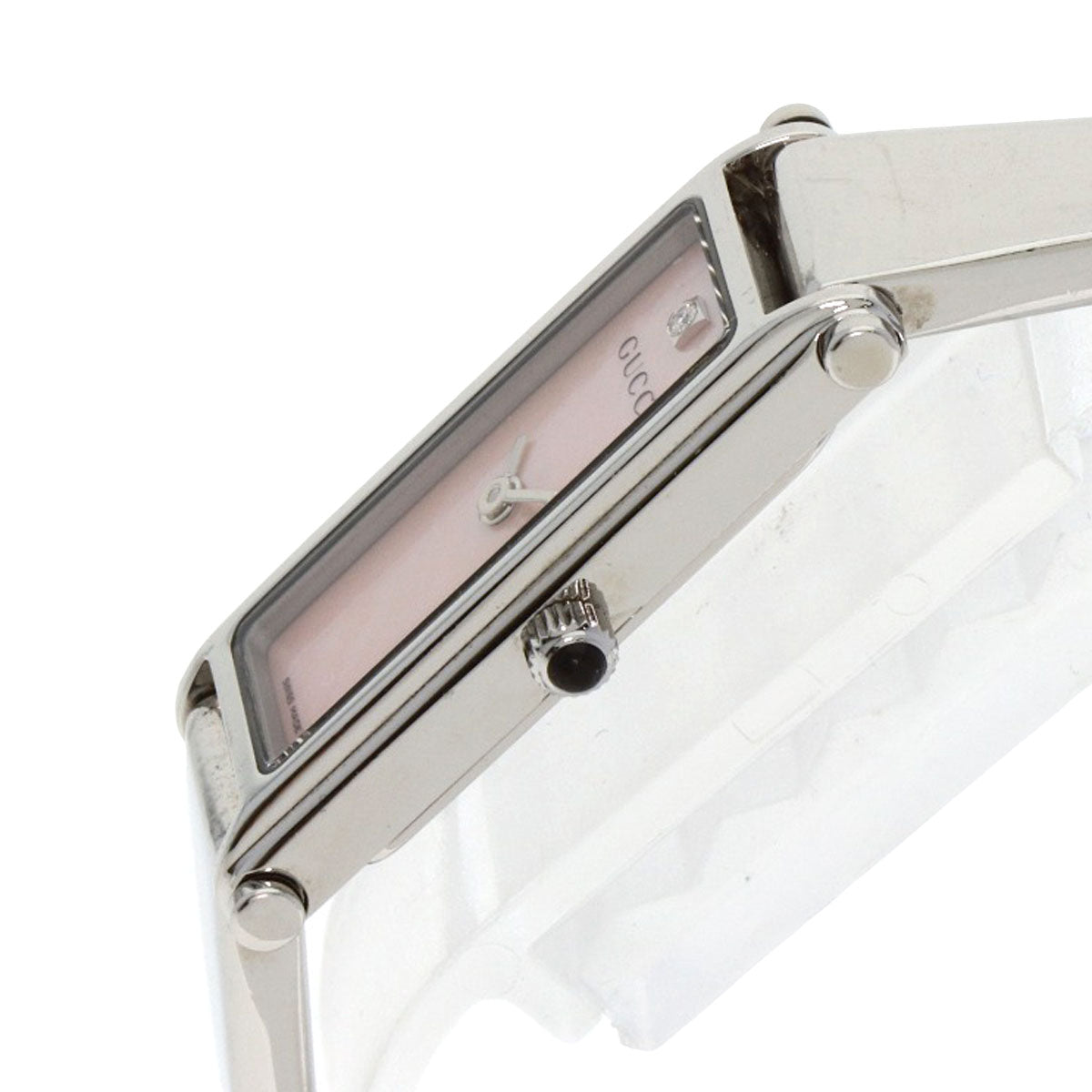 GUCCI Watches Quartz 1500L Stainless Steel , Stainless Steel Silver Square Face 1P Diamond Pink shell dial Women Used