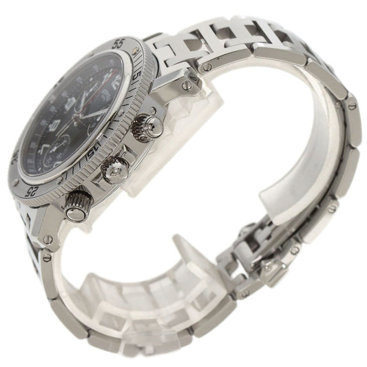 HERMES Watches Quartz CL2.910 Stainless Steel , Stainless Steel Silver Clipper Diver Chronograph black dial mens Used