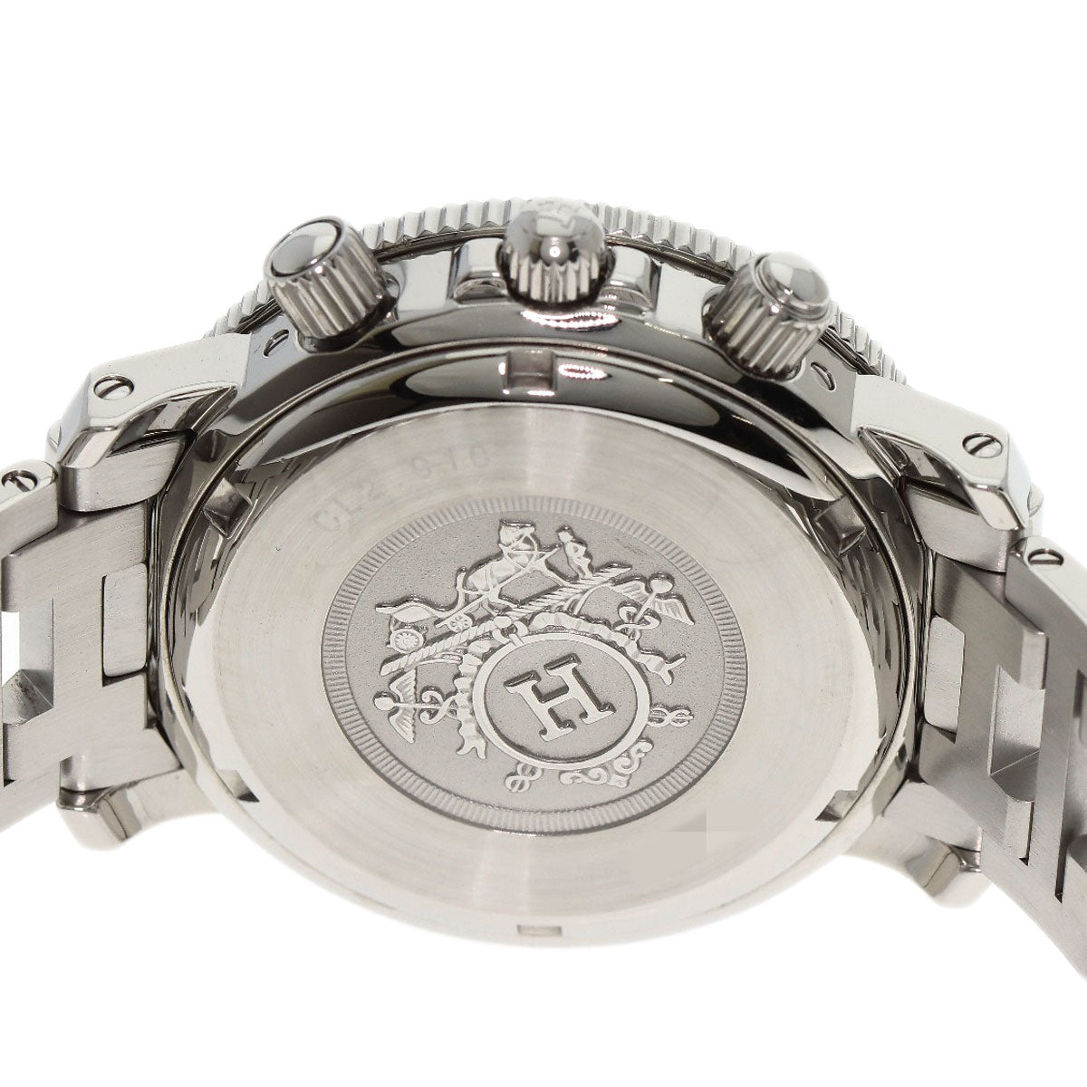 HERMES Watches Quartz CL2.910 Stainless Steel , Stainless Steel Silver Clipper Diver Chronograph black dial mens Used