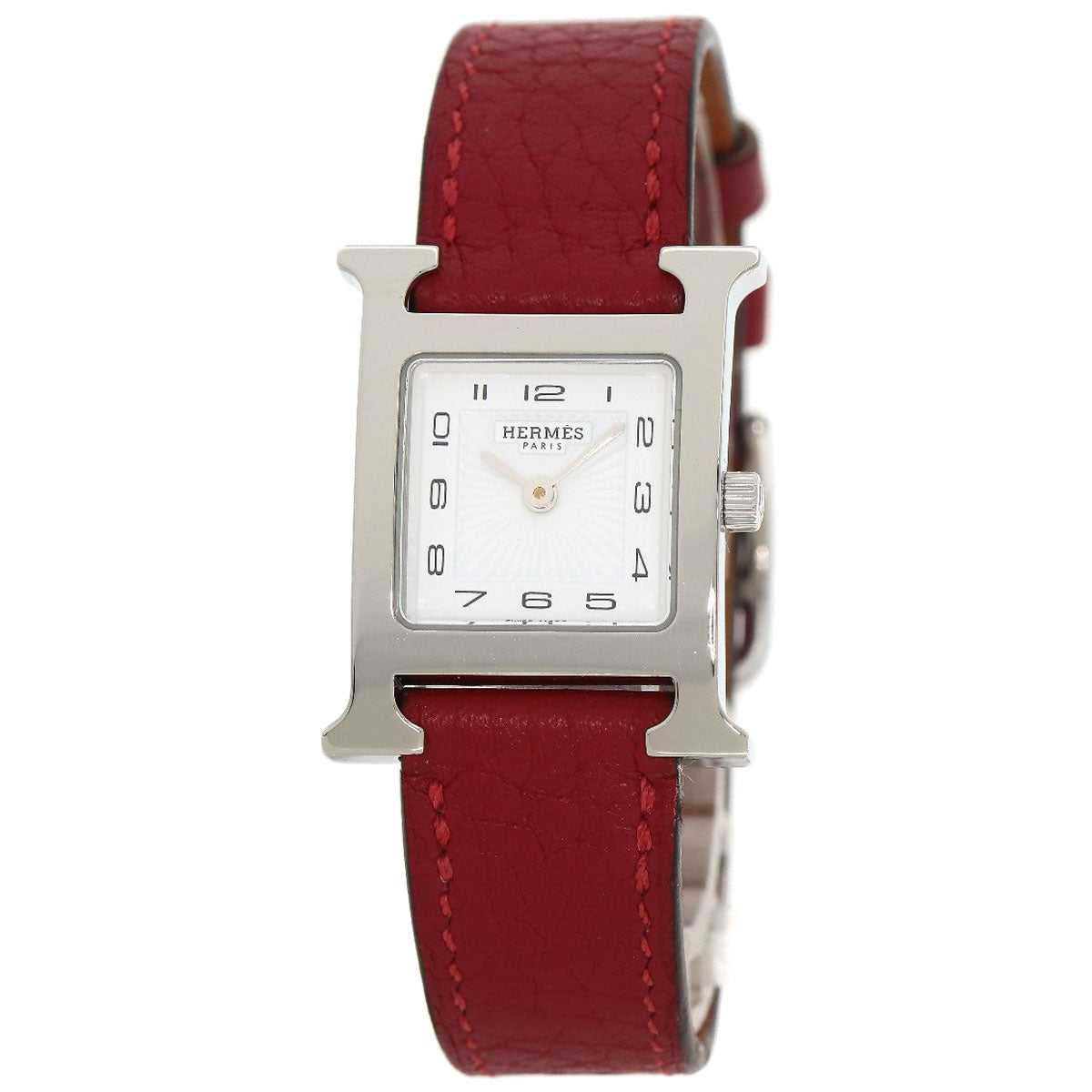 HERMES Watches Quartz HH11.210 Stainless Steel, Leather Silver H watch white dial Women Used