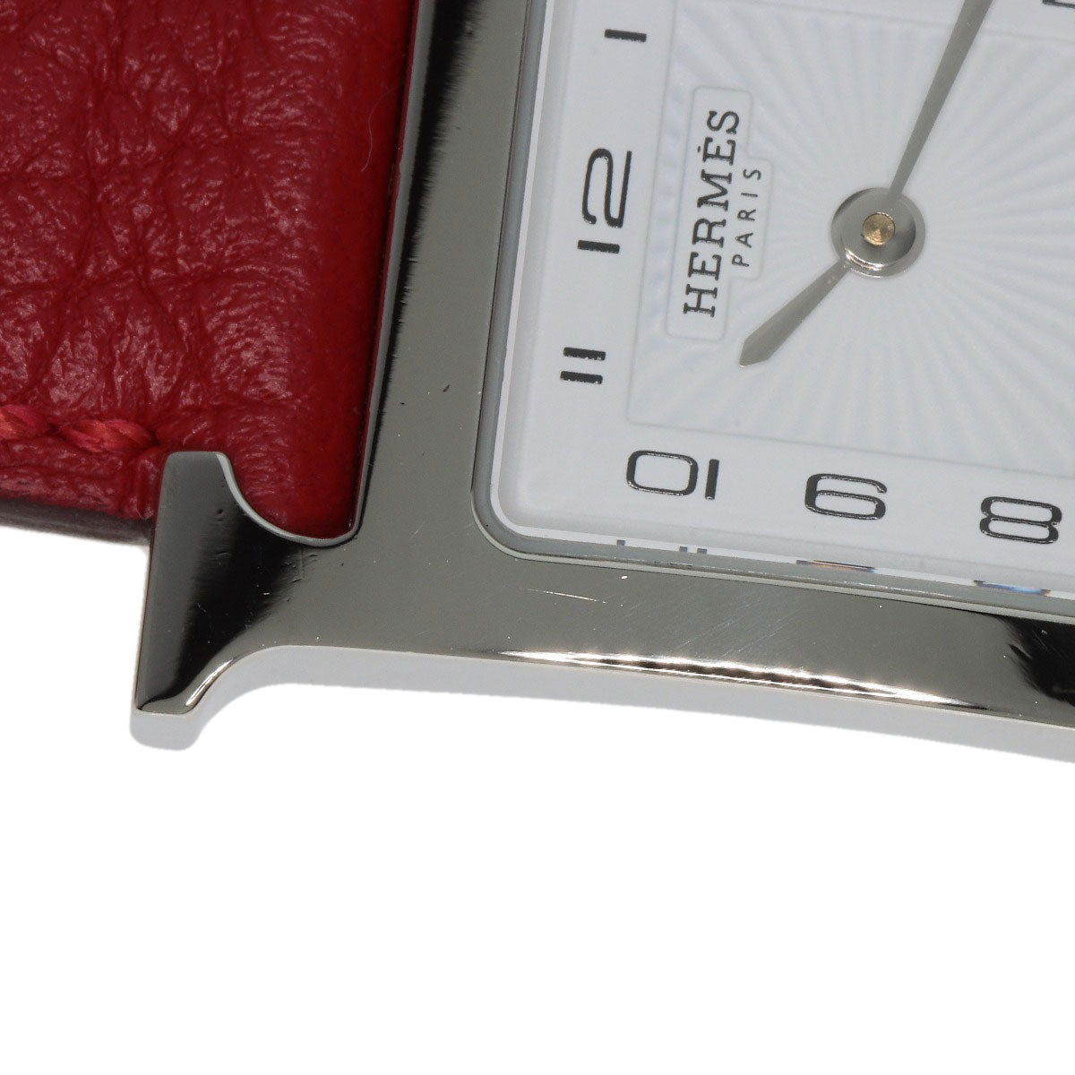 HERMES Watches Quartz HH11.210 Stainless Steel, Leather Silver H watch white dial Women Used