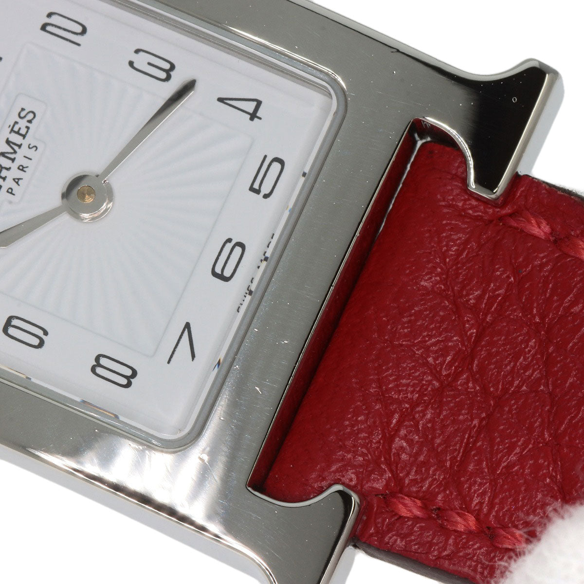HERMES Watches Quartz HH11.210 Stainless Steel, Leather Silver H watch white dial Women Used