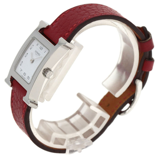 HERMES Watches Quartz HH11.210 Stainless Steel, Leather Silver H watch white dial Women Used