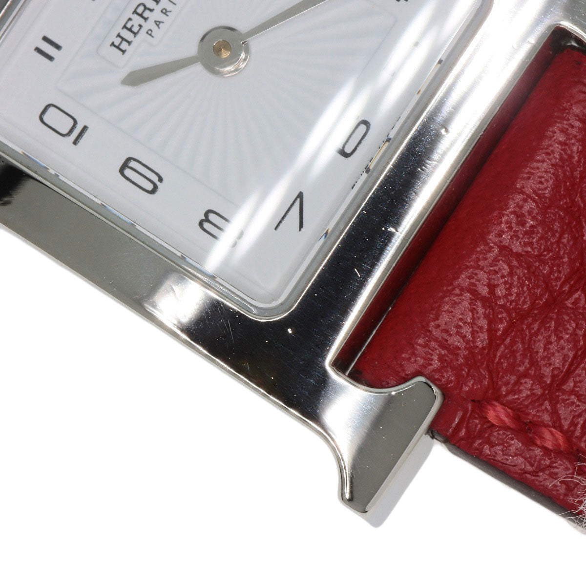 HERMES Watches Quartz HH11.210 Stainless Steel, Leather Silver H watch white dial Women Used