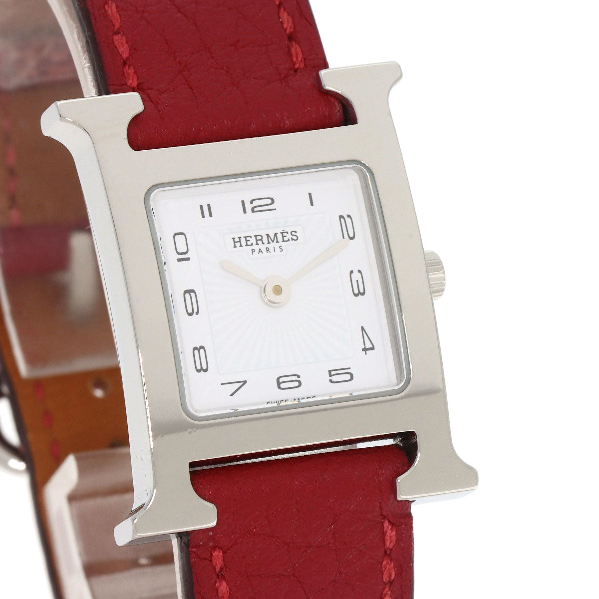 HERMES Watches Quartz HH11.210 Stainless Steel, Leather Silver H watch white dial Women Used