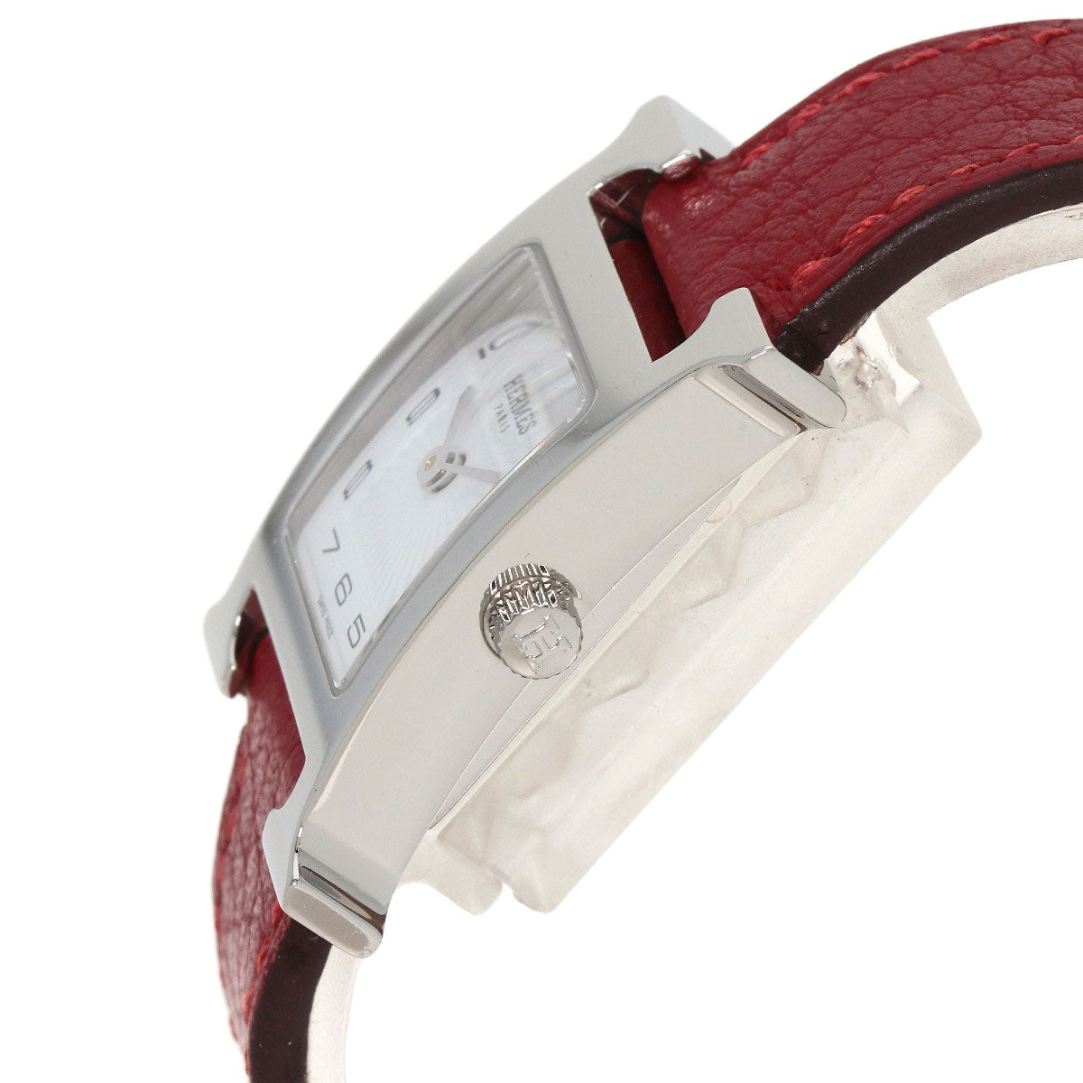 HERMES Watches Quartz HH11.210 Stainless Steel, Leather Silver H watch white dial Women Used