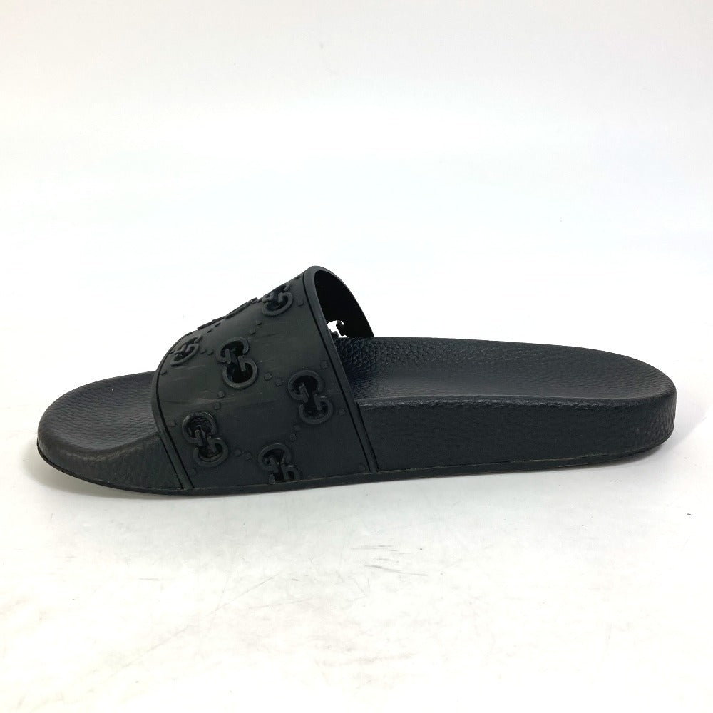 GUCCI Sandals 573922 rubber black Flat petanko GG Women's Slide Sandals mens 39 Used