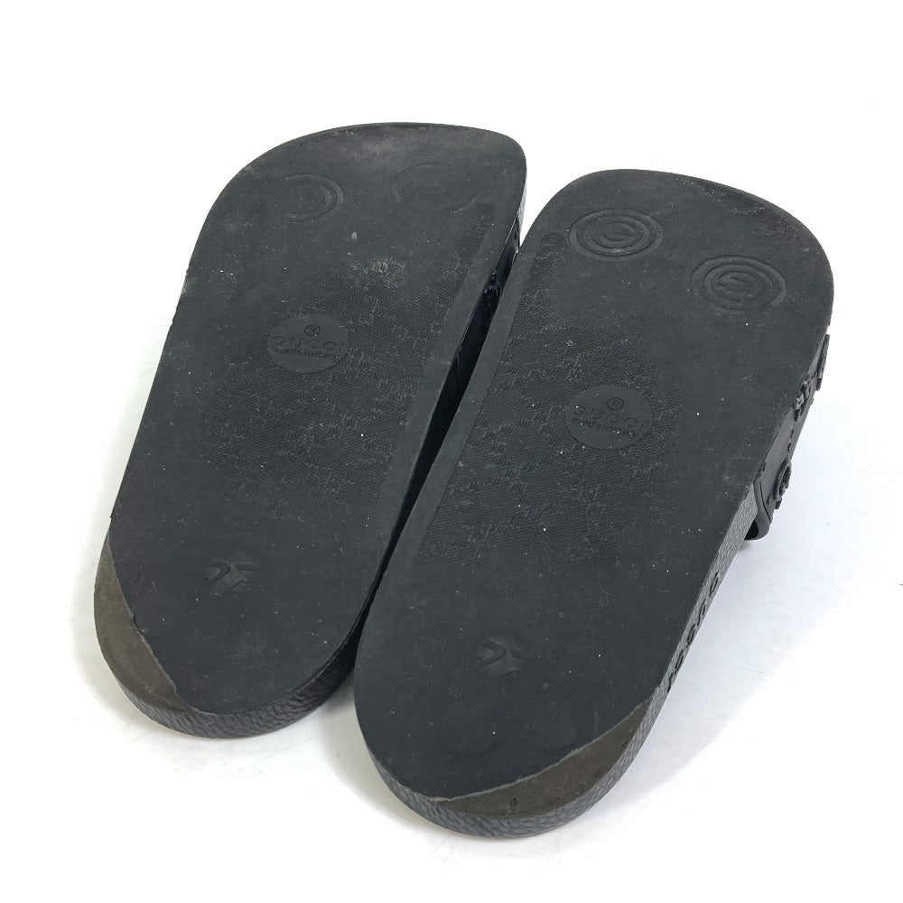 GUCCI Sandals 573922 rubber black Flat petanko GG Women's Slide Sandals mens 39 Used