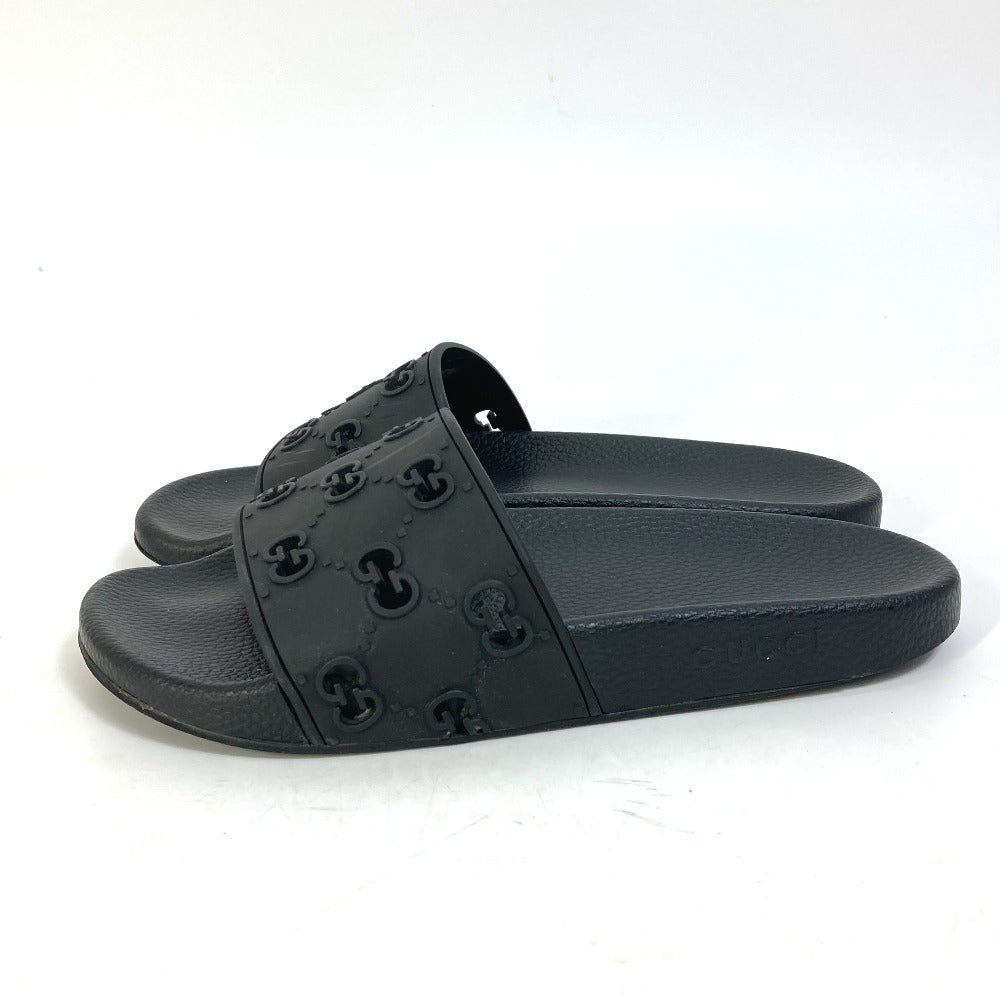 GUCCI Sandals 573922 rubber black Flat petanko GG Women's Slide Sandals mens 39 Used