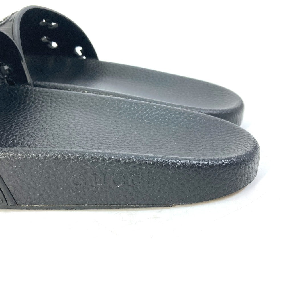GUCCI Sandals 573922 rubber black Flat petanko GG Women's Slide Sandals mens 39 Used