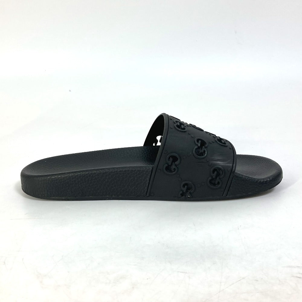GUCCI Sandals 573922 rubber black Flat petanko GG Women's Slide Sandals mens 39 Used