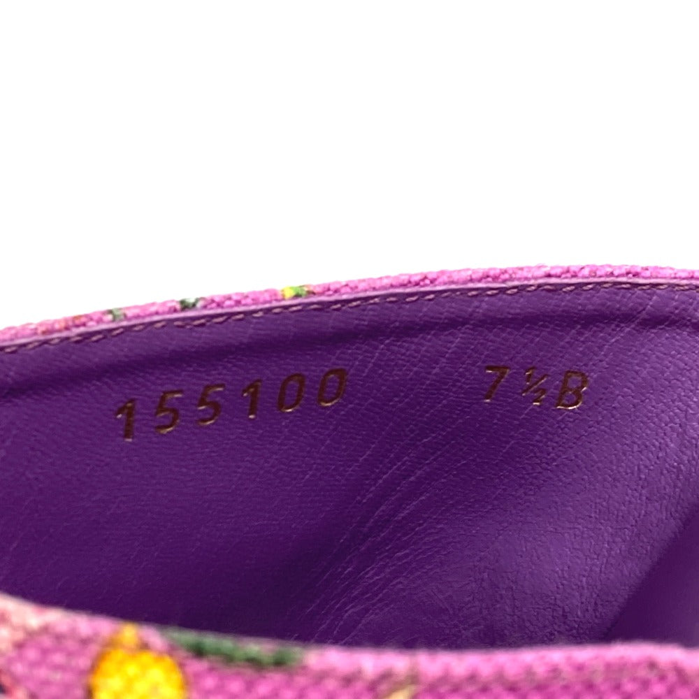 GUCCI Sandals 155100 Canvas/Leather, Canvas x Leather purple flat Flora floral pattern flower mens 7.5 Used