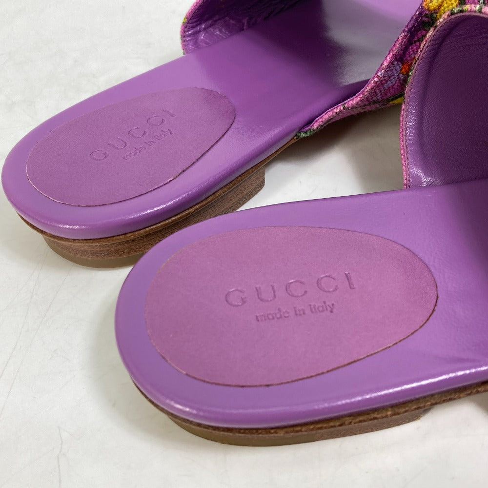 GUCCI Sandals 155100 Canvas/Leather, Canvas x Leather purple flat Flora floral pattern flower mens 7.5 Used