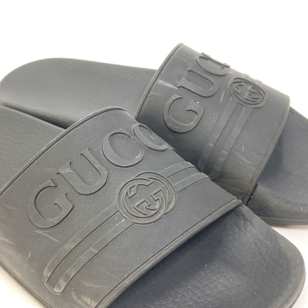 GUCCI Sandals 525140 rubber black Beach sandal logo slide Women 37 Used