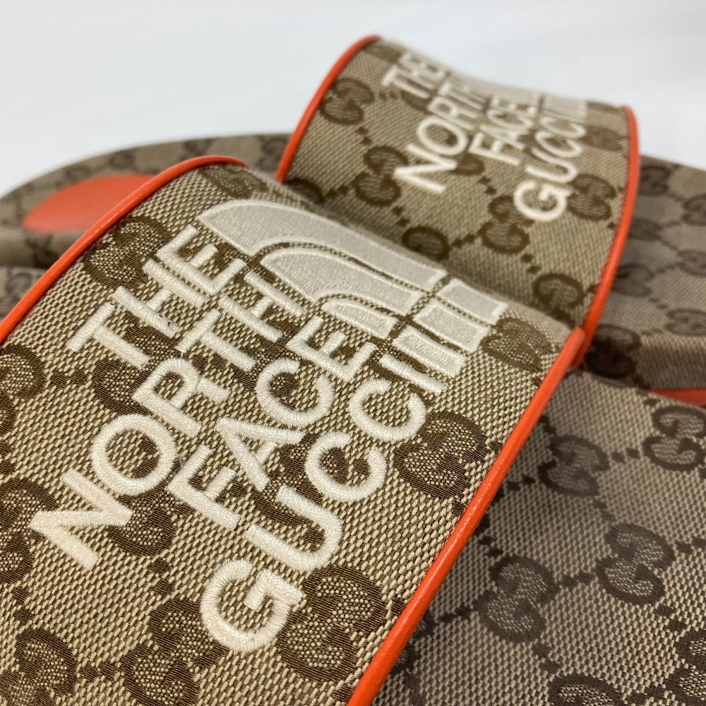 GUCCI Sandals 679947 Canvas, GG Canvas Orange North Face THE NORTH FACE collaboration logo GG mens 41 Used