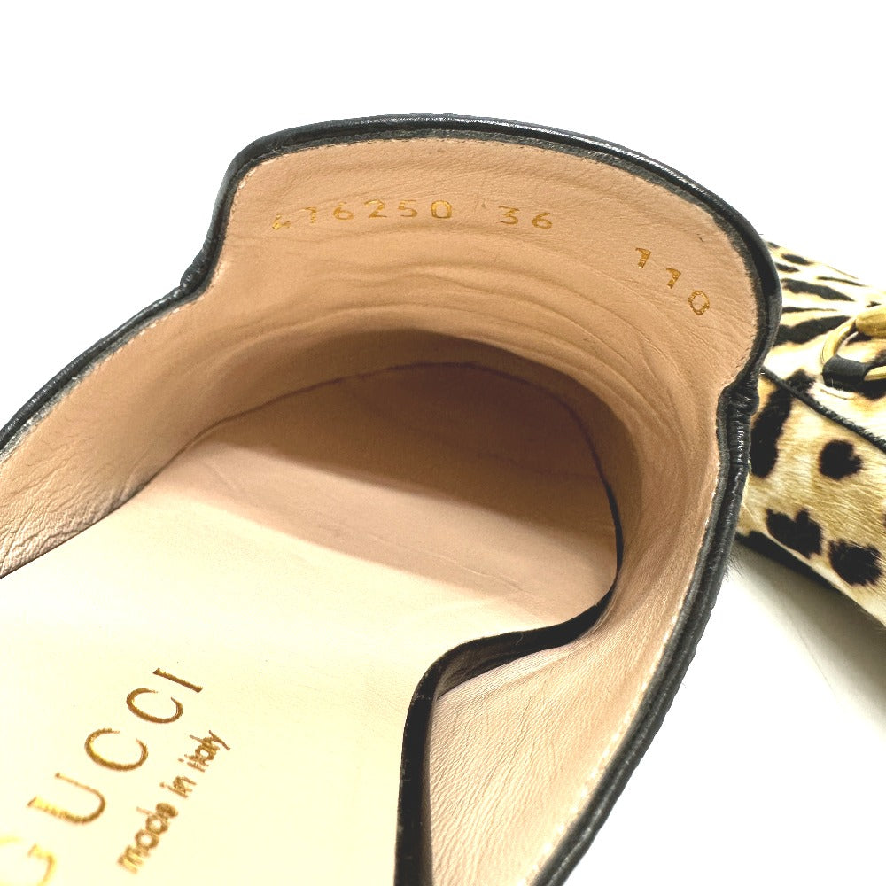 GUCCI Sandals 476250 Harako beige Leopard leopard print leopard Horsebit Women 36 Used