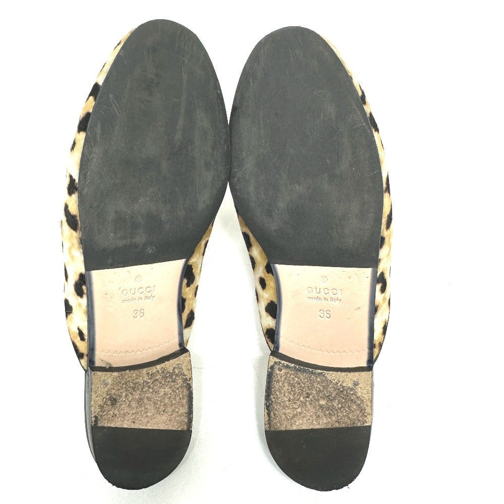 GUCCI Sandals 476250 Harako beige Leopard leopard print leopard Horsebit Women 36 Used