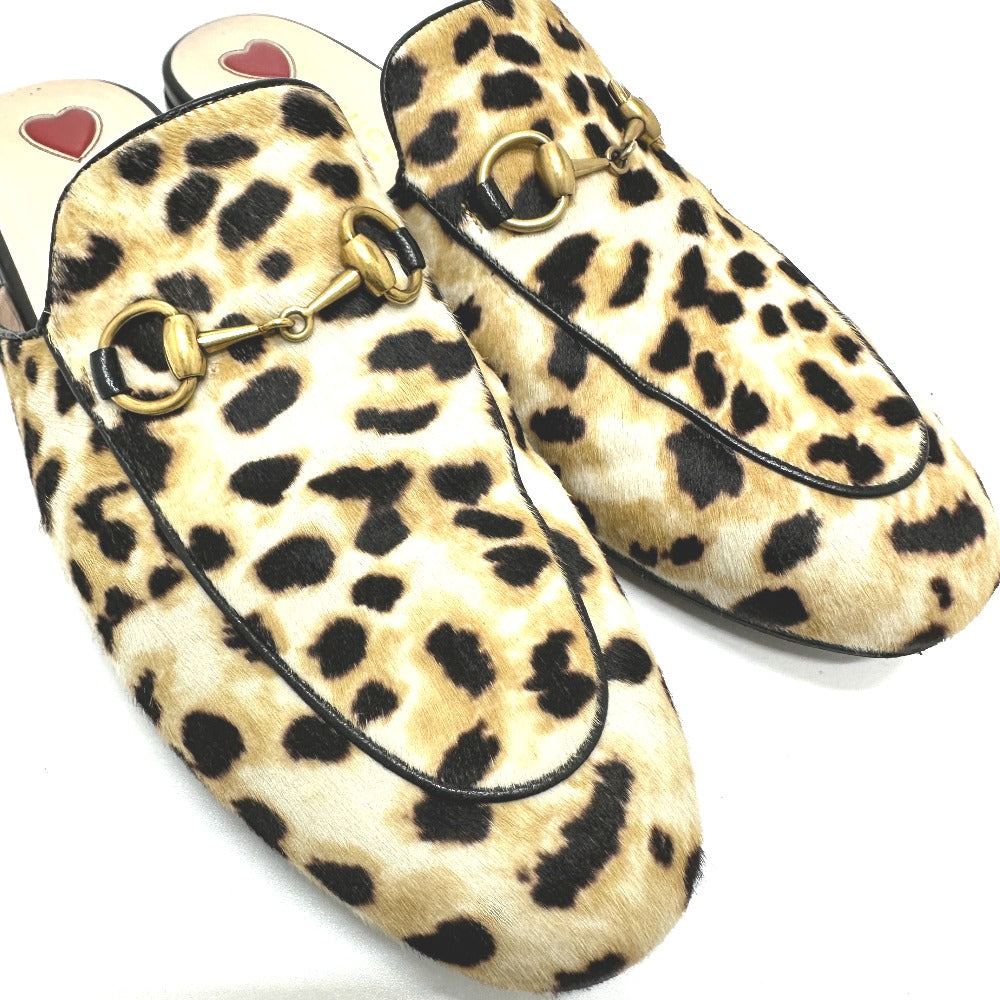 GUCCI Sandals 476250 Harako beige Leopard leopard print leopard Horsebit Women 36 Used