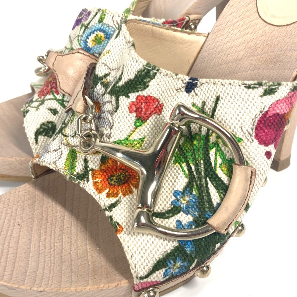 GUCCI Sandals 149910 Wood, Canvas multicolor Flora floral pattern flower Women 37 Used