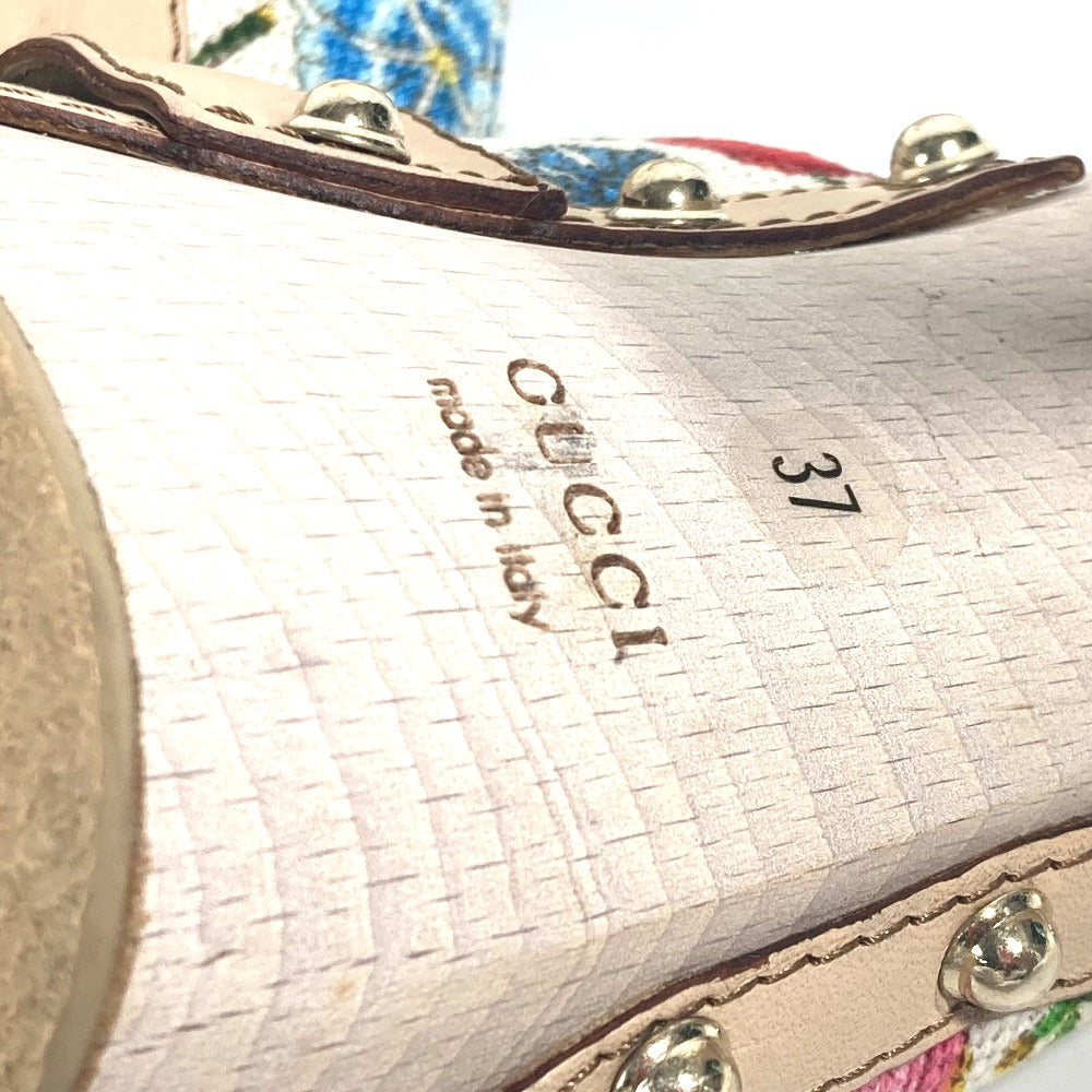 GUCCI Sandals 149910 Wood, Canvas multicolor Flora floral pattern flower Women 37 Used