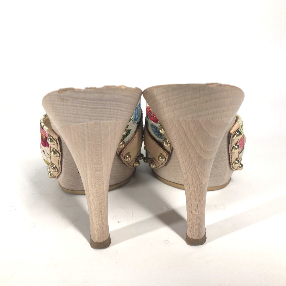 GUCCI Sandals 149910 Wood, Canvas multicolor Flora floral pattern flower Women 37 Used