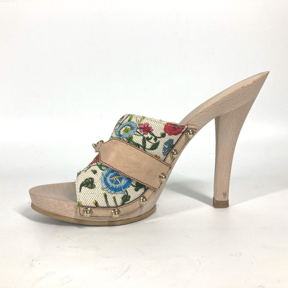 GUCCI Sandals 149910 Wood, Canvas multicolor Flora floral pattern flower Women 37 Used