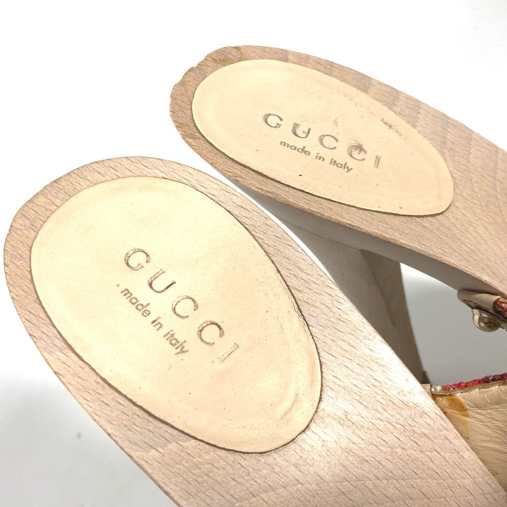 GUCCI Sandals 149910 Wood, Canvas multicolor Flora floral pattern flower Women 37 Used