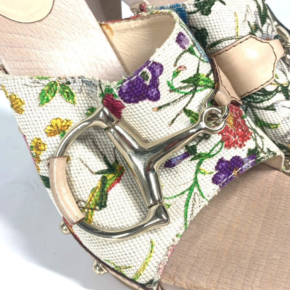 GUCCI Sandals 149910 Wood, Canvas multicolor Flora floral pattern flower Women 37 Used