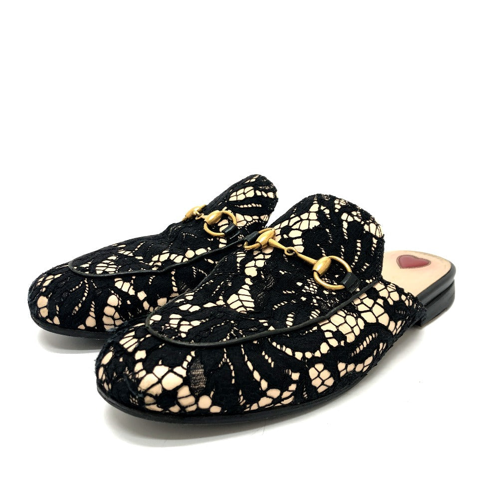 GUCCI Sandals 475094 Lace, Leather black Race Horsebit Women 36 Used