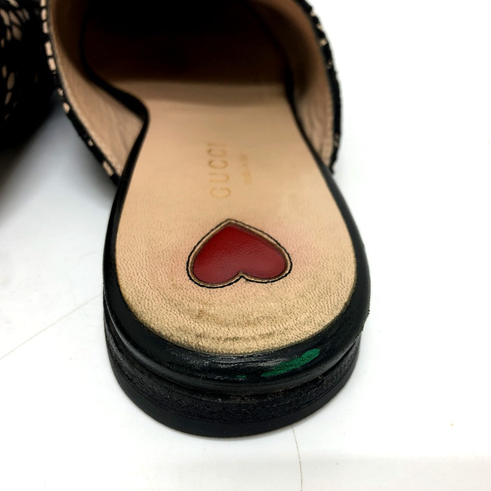GUCCI Sandals 475094 Lace, Leather black Race Horsebit Women 36 Used