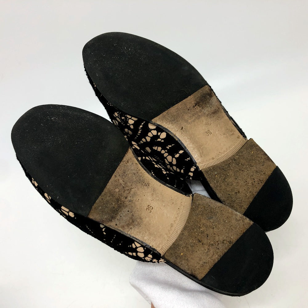 GUCCI Sandals 475094 Lace, Leather black Race Horsebit Women 36 Used