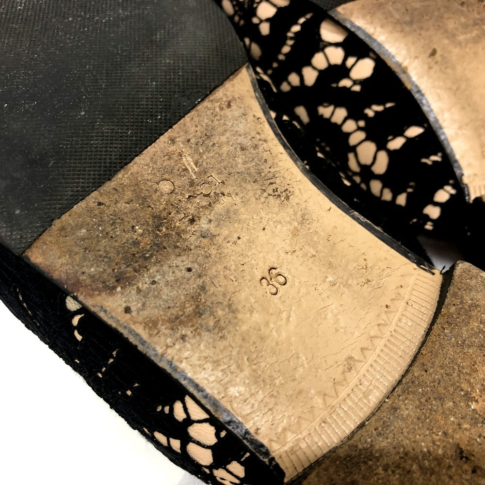 GUCCI Sandals 475094 Lace, Leather black Race Horsebit Women 36 Used