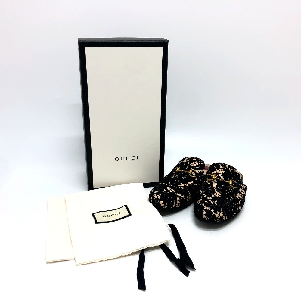 GUCCI Sandals 475094 Lace, Leather black Race Horsebit Women 36 Used