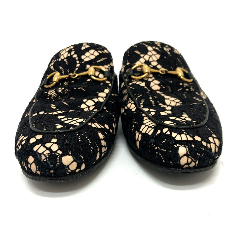 GUCCI Sandals 475094 Lace, Leather black Race Horsebit Women 36 Used