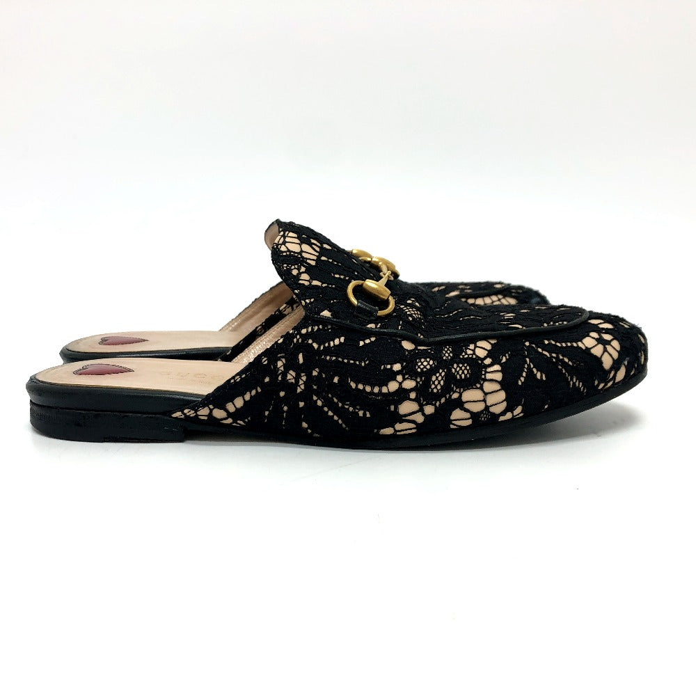 GUCCI Sandals 475094 Lace, Leather black Race Horsebit Women 36 Used