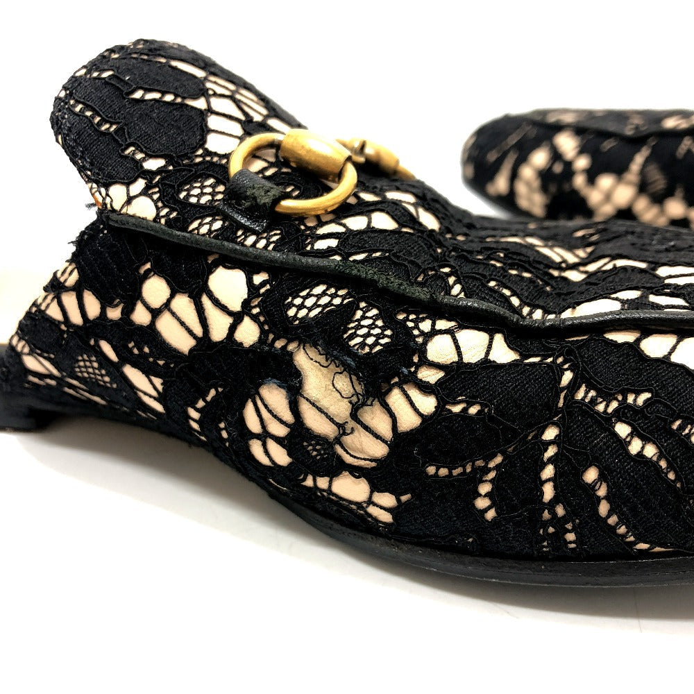 GUCCI Sandals 475094 Lace, Leather black Race Horsebit Women 36 Used