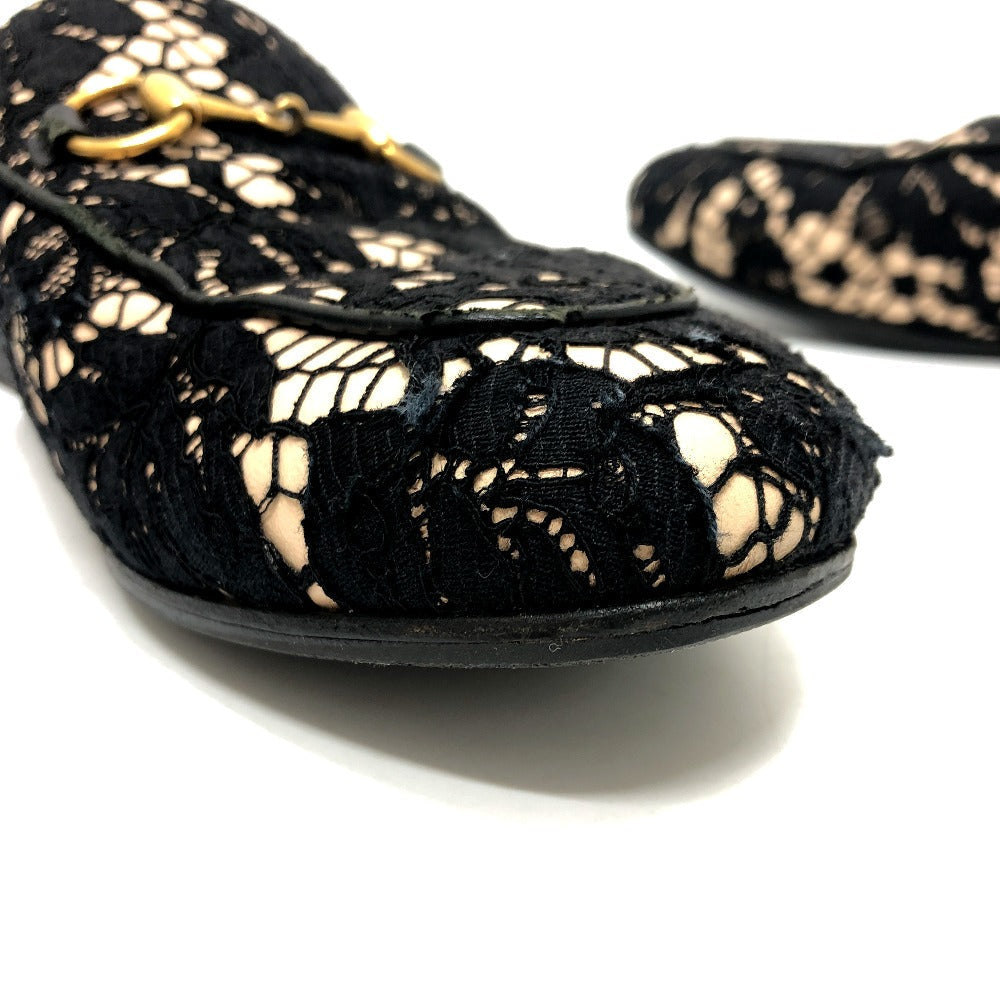 GUCCI Sandals 475094 Lace, Leather black Race Horsebit Women 36 Used