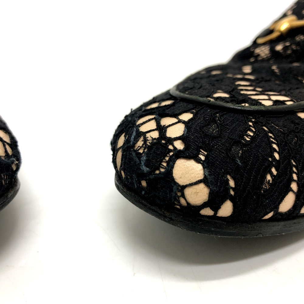 GUCCI Sandals 475094 Lace, Leather black Race Horsebit Women 36 Used