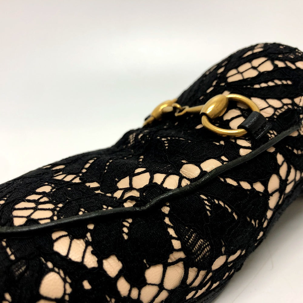 GUCCI Sandals 475094 Lace, Leather black Race Horsebit Women 36 Used