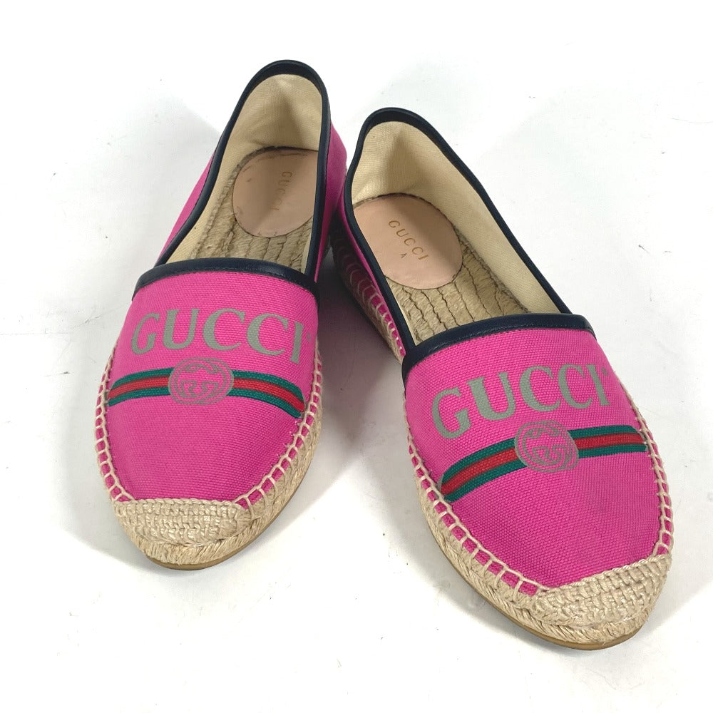 GUCCI 525882 canvas pink logo flat shoes 36.5