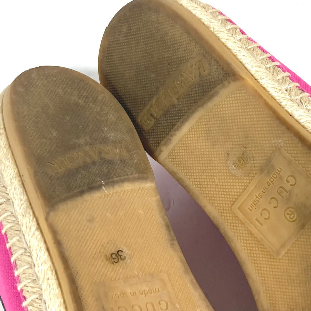 GUCCI 525882 canvas pink logo flat shoes 36.5