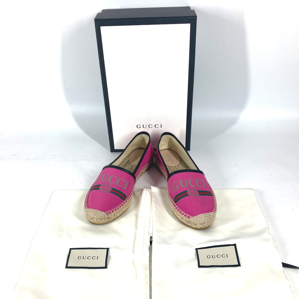 GUCCI 525882 canvas pink logo flat shoes 36.5