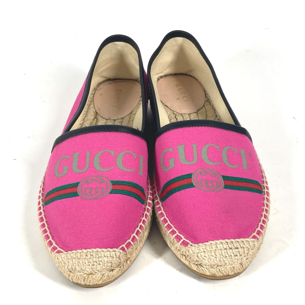 GUCCI 525882 canvas pink logo flat shoes 36.5