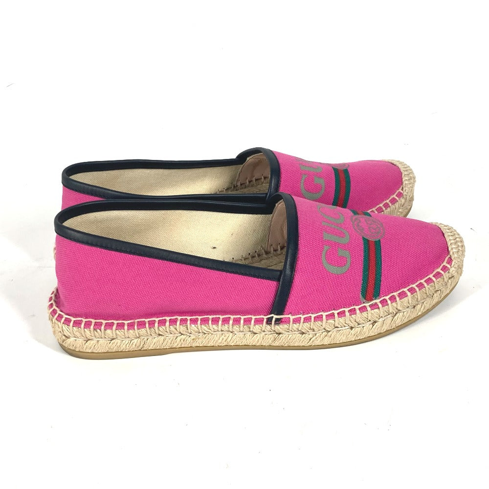 GUCCI 525882 canvas pink logo flat shoes 36.5