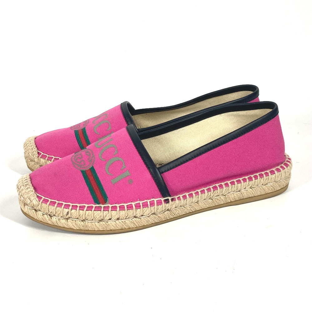GUCCI 525882 canvas pink logo flat shoes 36.5