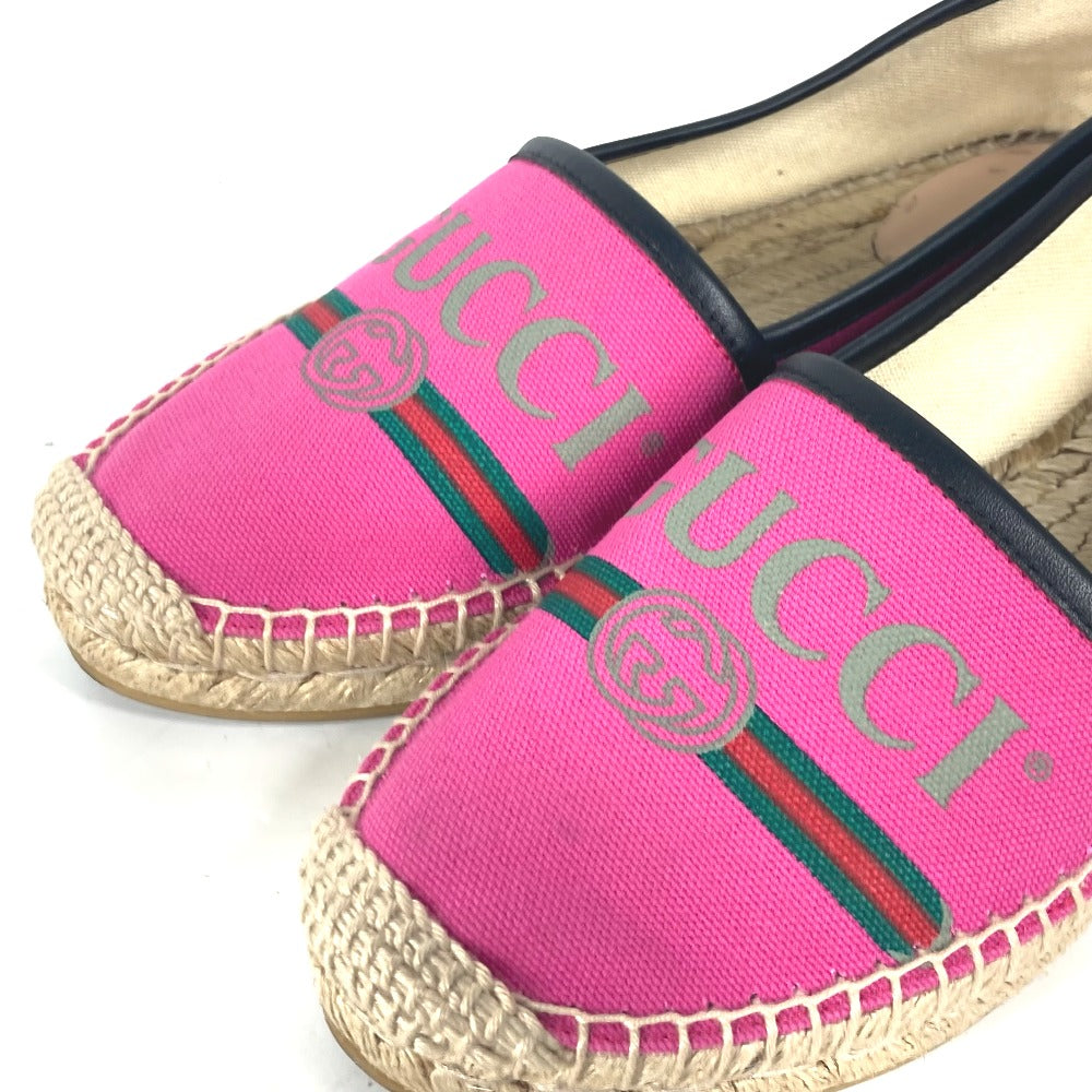 GUCCI 525882 canvas pink logo flat shoes 36.5